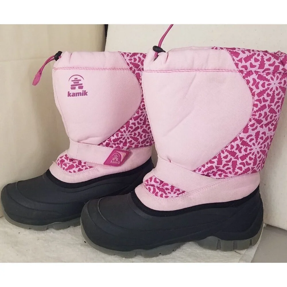 Kamik‎ Winter Snow Boots woman 6 insulated slip-on pink removable liner preowned